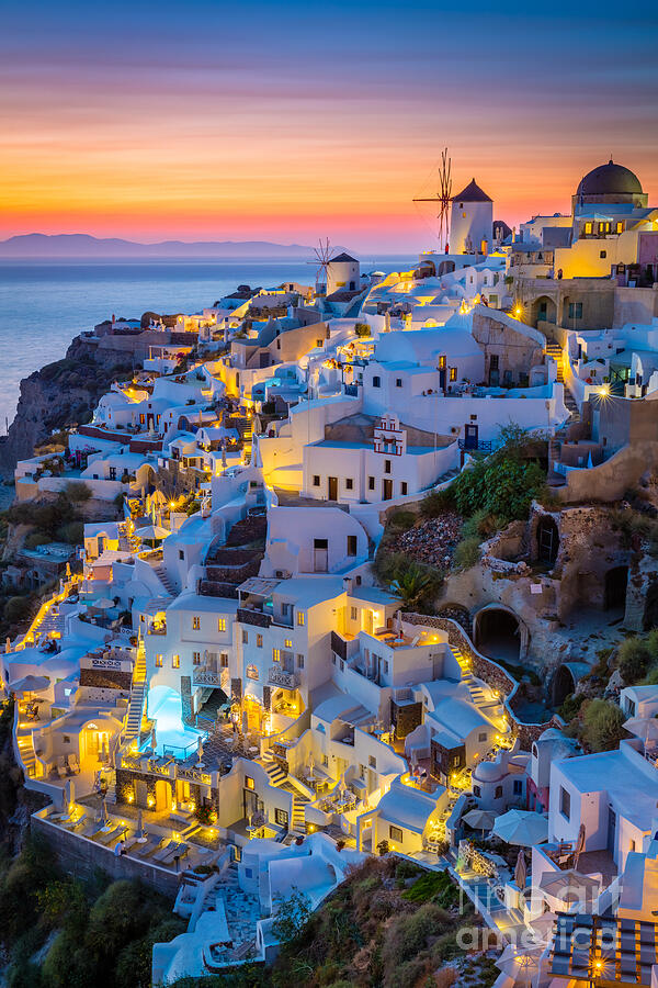 Architecture Photograph - Oia Sunset by Inge Johnsson