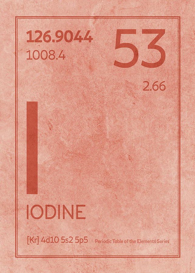 Iodine Mixed Media - Iodine Element Symbol Periodic Table Series 053 by Design Turnpike