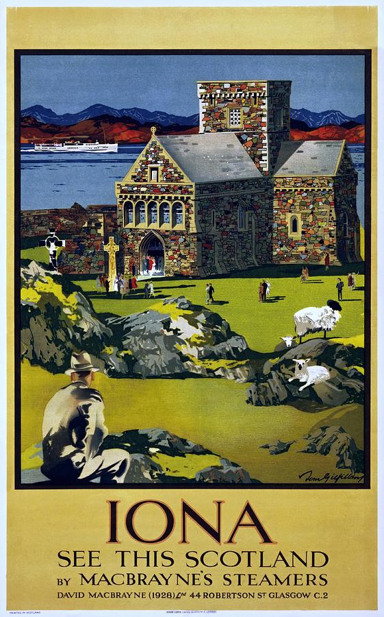 Iona Scotland travel poster 1930 Painting by Vincent Monozlay