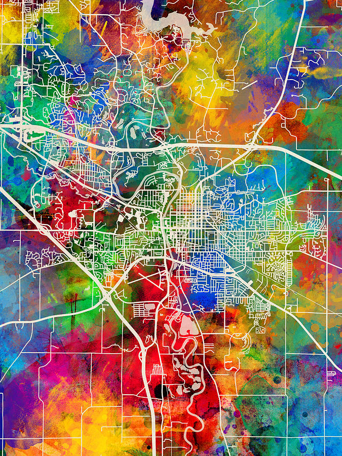 Iowa City Digital Art - Iowa City Map by Michael Tompsett