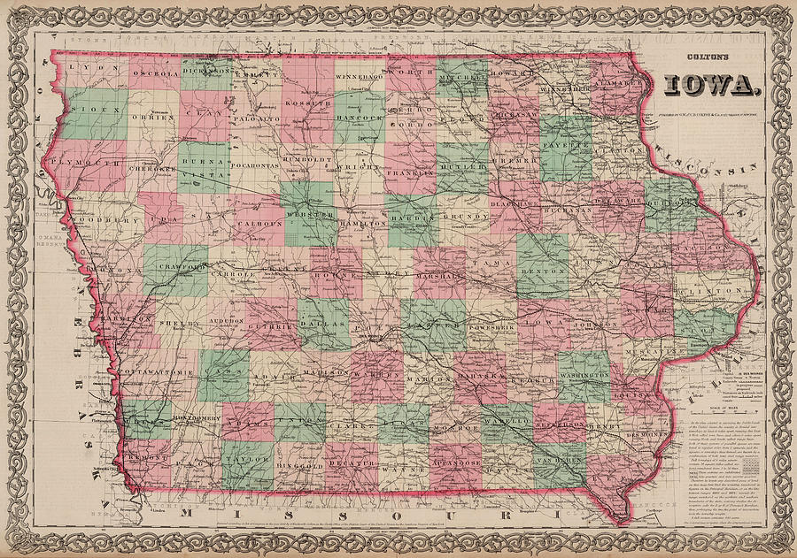 Iowa Map Painting - Iowa by Colton