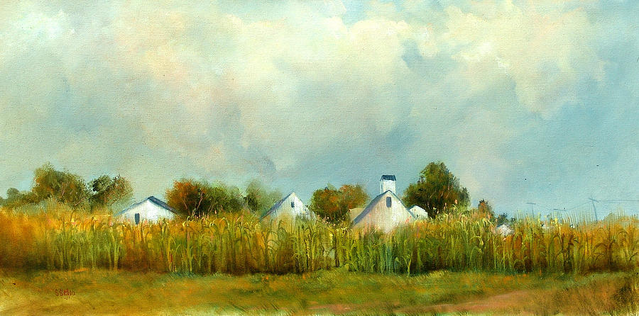 Iowa Cornfields Painting by Sally Seago