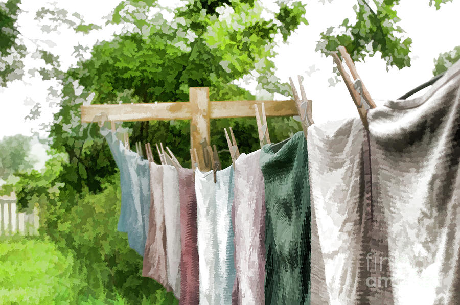 Vintage Photograph - Iowa Farm Laundry Day  by Wilma Birdwell