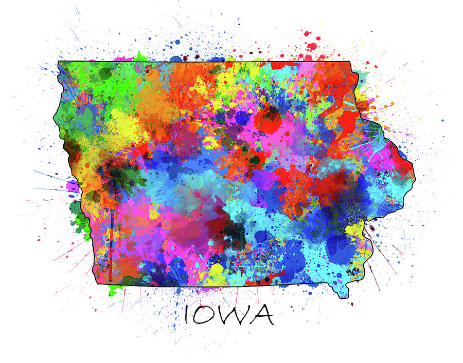 Iowa Map Digital Art - Iowa Map Color Splatter by Bekim M