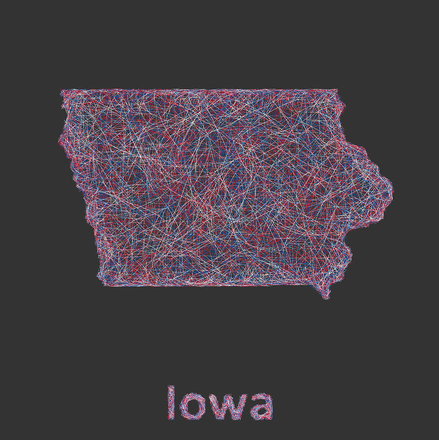 Iowa Map Digital Art - Iowa map by David Zydd
