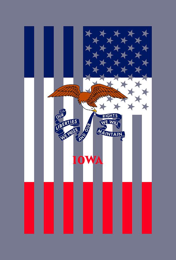 Iowa State Flag Graphic USA Styling Digital Art by Garaga Designs