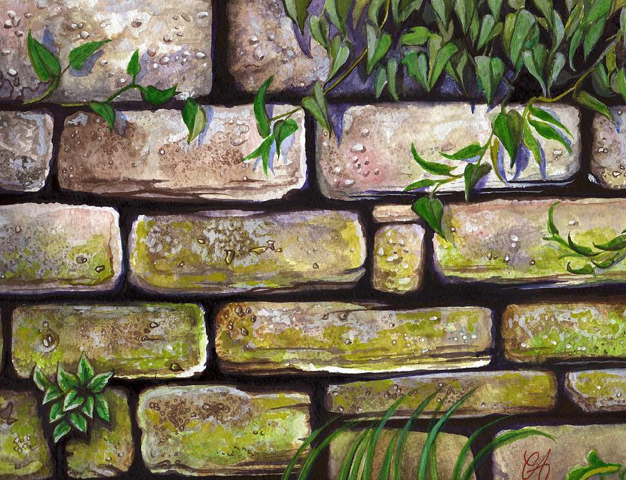 Brick Painting - Iowa Stonewall by Carrie Auwaerter
