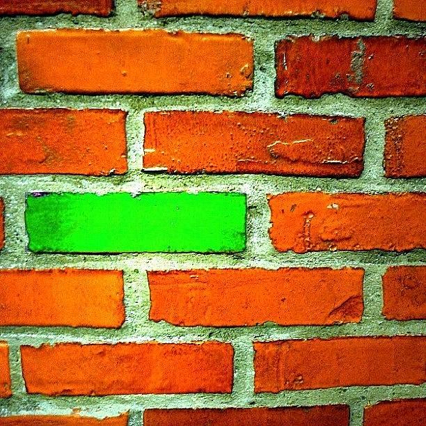 Brick Photograph - #iphonesia #colorsplash #bricks #wall by Cara Lewis