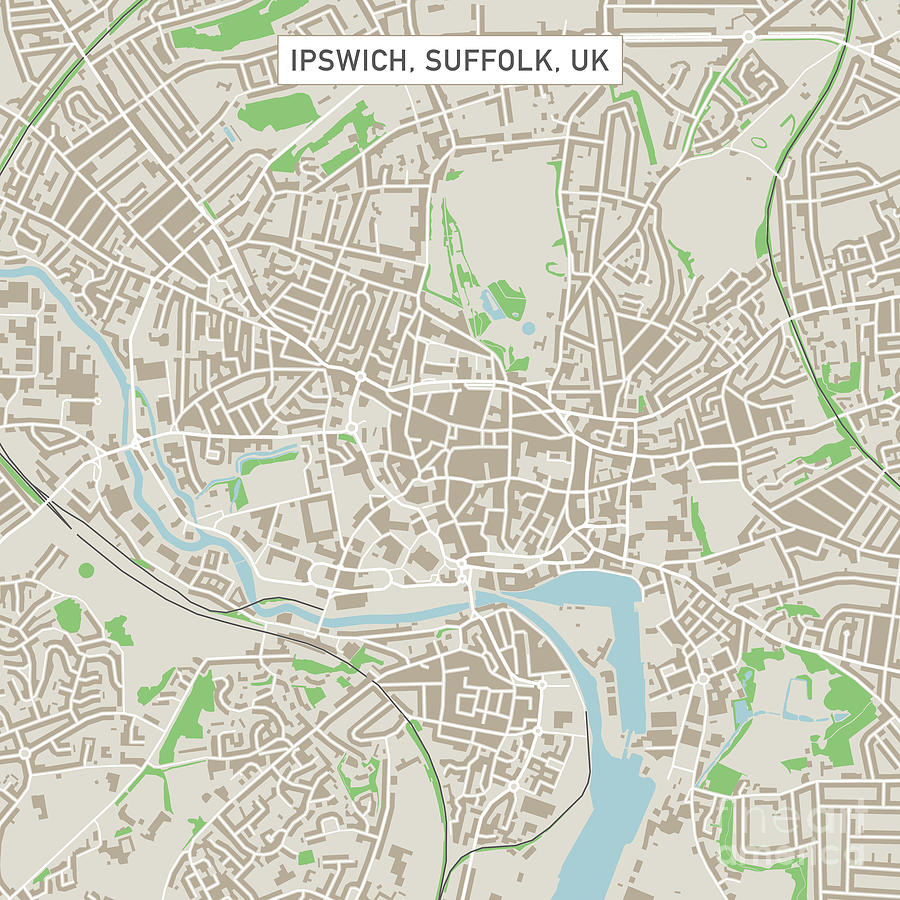 Ipswich Suffolk Uk City Street Map Frank Ramspott 