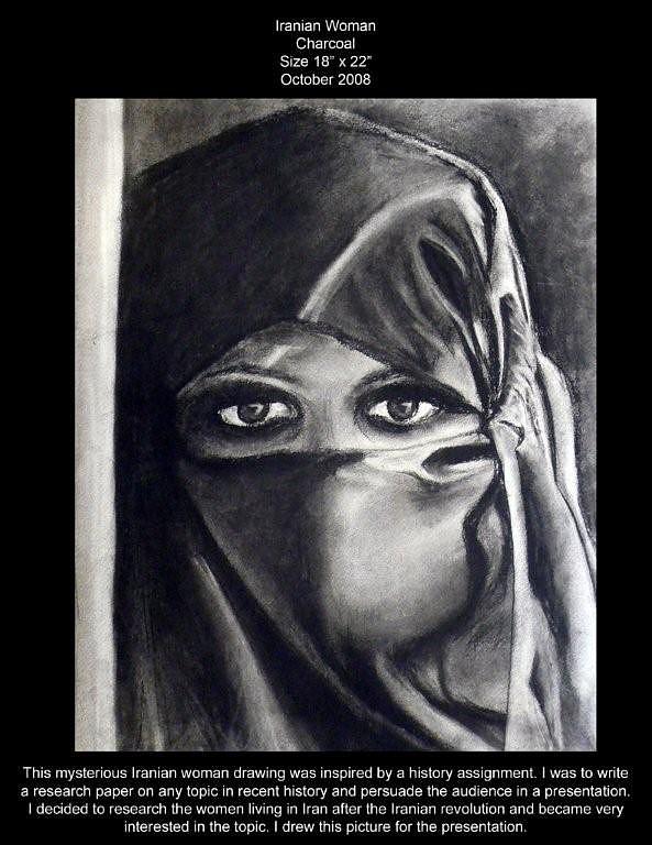 Muslim Drawing - Iranian Woman by Lauren  Pecor