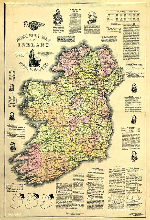Beer Photograph - Ireland 1893 Map by Jon Neidert