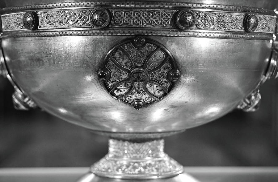 Ireland Ardagh Chalice Macro Irish Relics and Treasures Black and White Photograph by Shawn OBrien