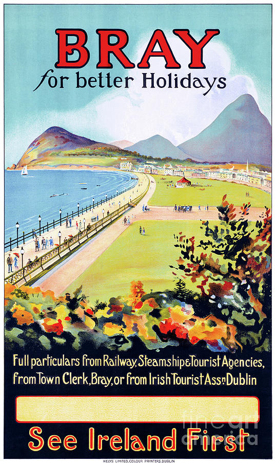 Vintage Mixed Media - Ireland Bray Vintage Travel Poster Restored by Vintage Treasure