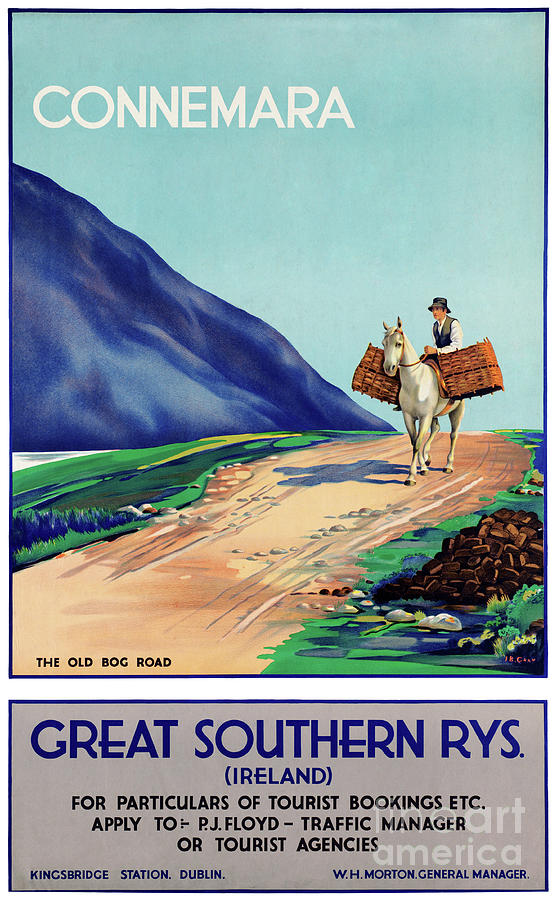 Ireland Connemara Restored Vintage Travel Poster Mixed Media