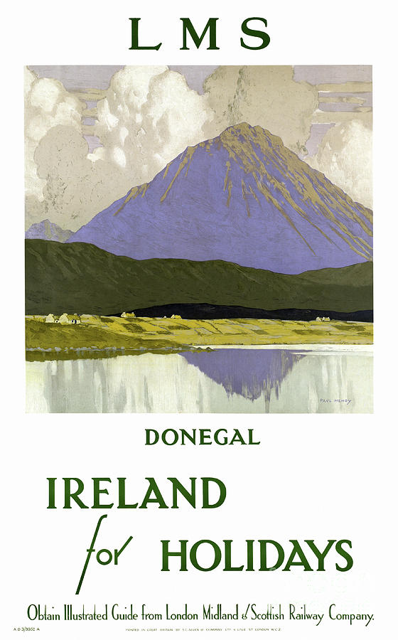 Ireland Donegal Restored Vintage Travel Poster Mixed Media