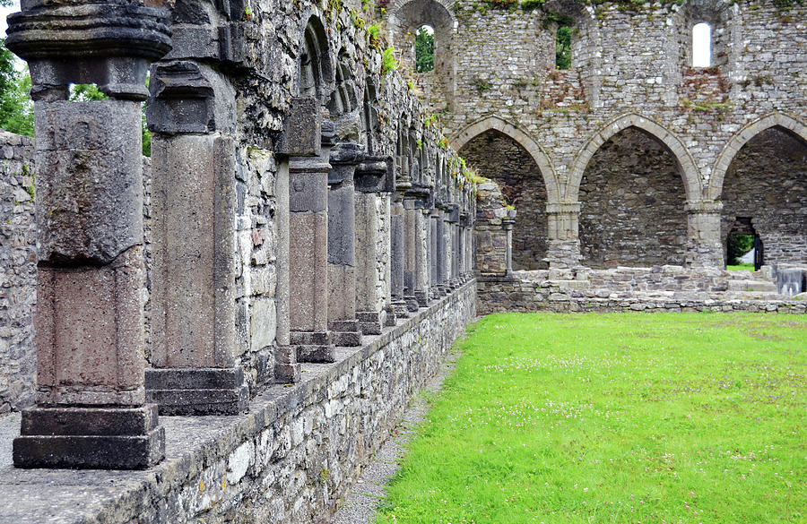 Ireland Jerpoint Abbey Cloister Arcade Columns Irish Churches County Kilkenny Photograph by Shawn OBrien