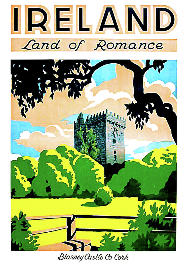 Ireland, land of romance, blarney castle with gardens Painting by Long Shot