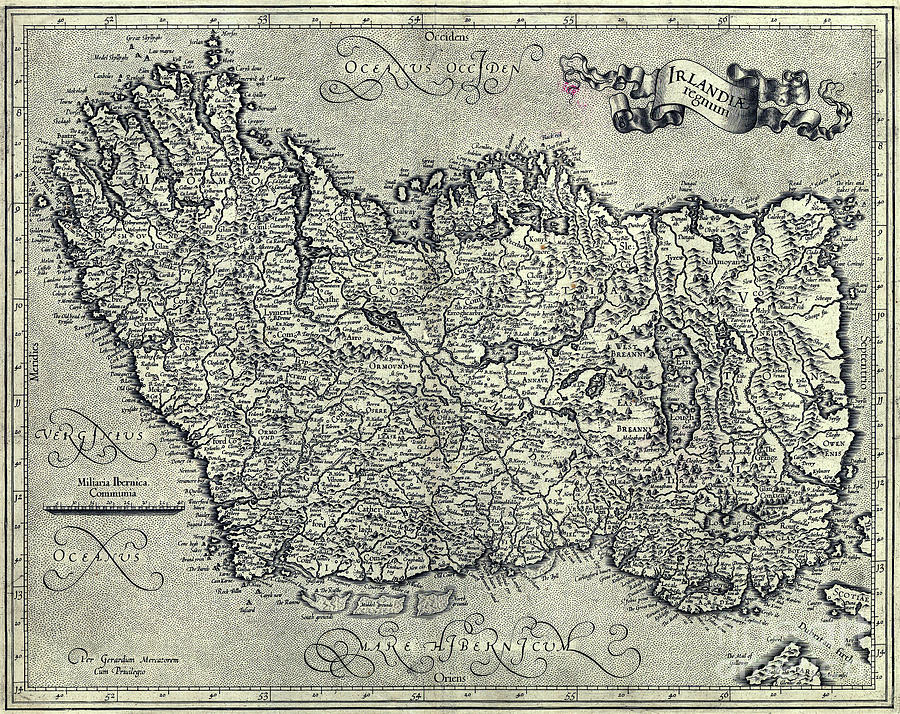 Ireland Map ca 1635 Photograph by Jon Neidert