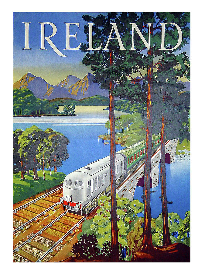 Ireland, railway, travel poster Painting by Long Shot