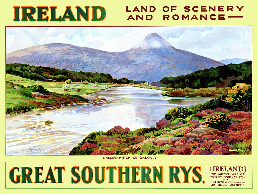 Vintage Mixed Media - Ireland Restored Vintage Travel Poster by Vintage Treasure