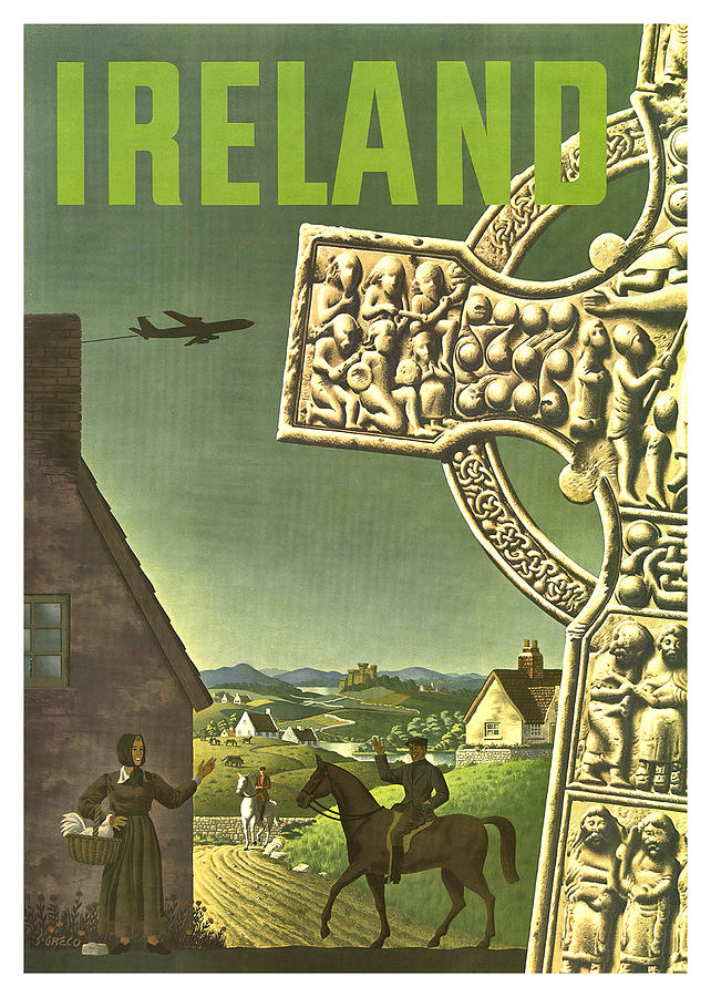 Ireland, vintage travel poster Painting by Long Shot