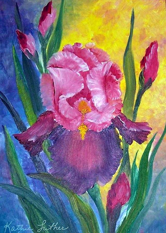 Iris Aflame Painting by Kathleen Luther