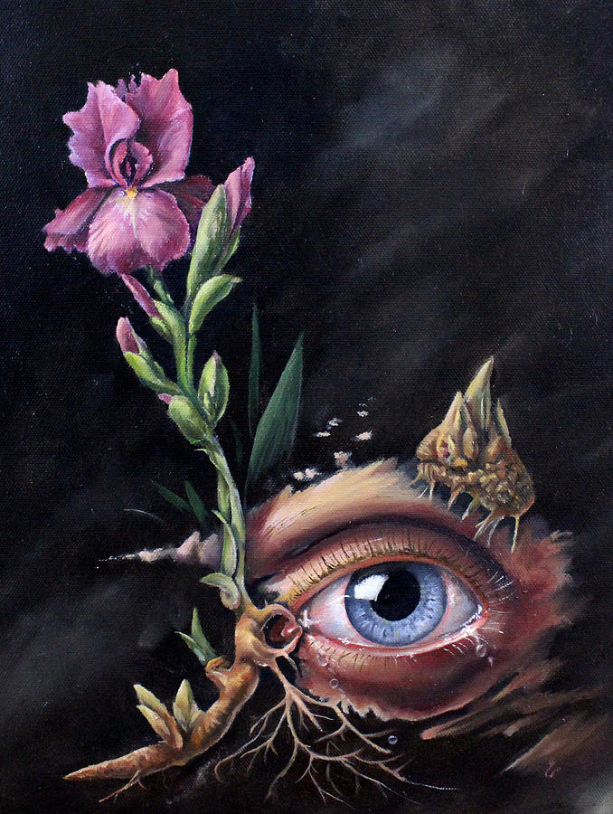 Surreal Painting - Iris, Allergies by Kay Walker Surreal Painting - Iris, Allergies by Kay Walker