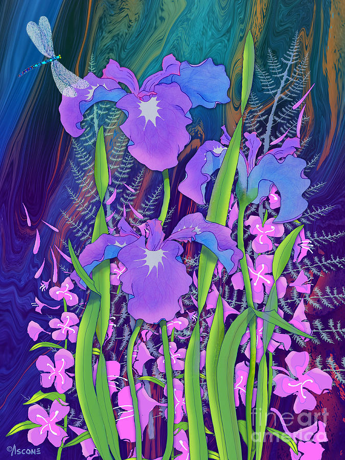 Iris and Fireweed Painting by Teresa Ascone