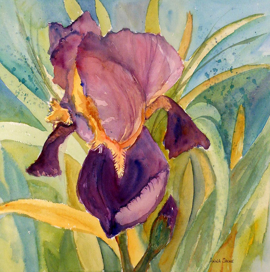 Iris Bloom Painting by Anna Jacke