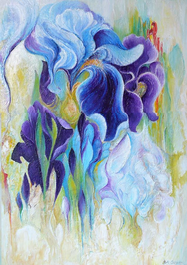 Iris Blue Painting by Barbara Anna Cichocka