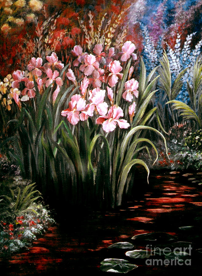 Iris By The Pond Painting by Patricia Rachidi