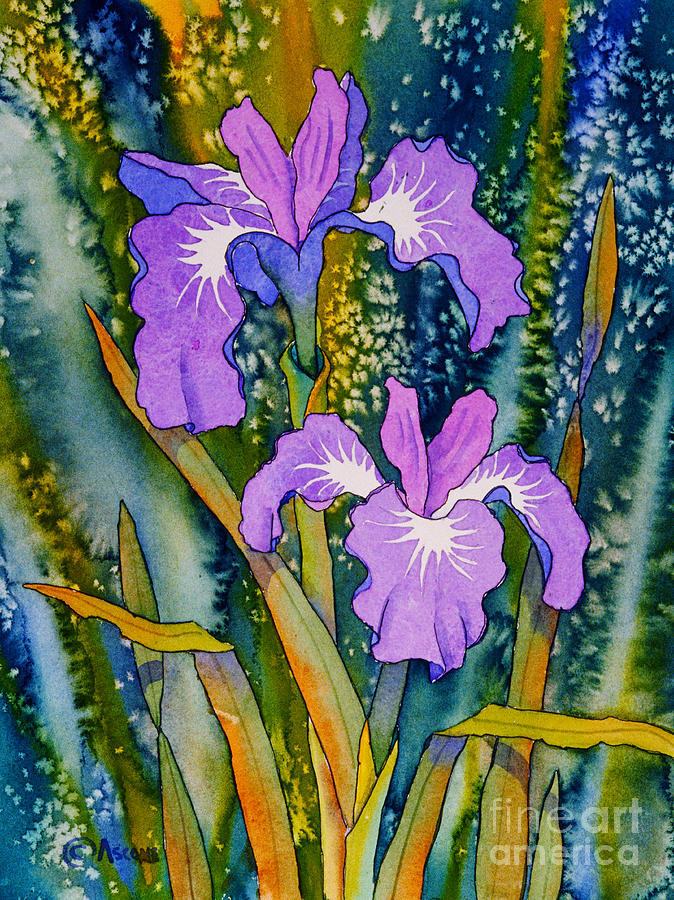 Iris Duo Painting by Teresa Ascone