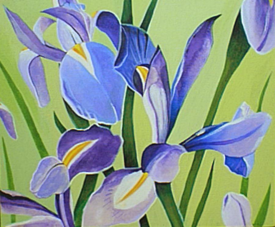 Iris Fields - Center Panel Painting by Helena Tiainen