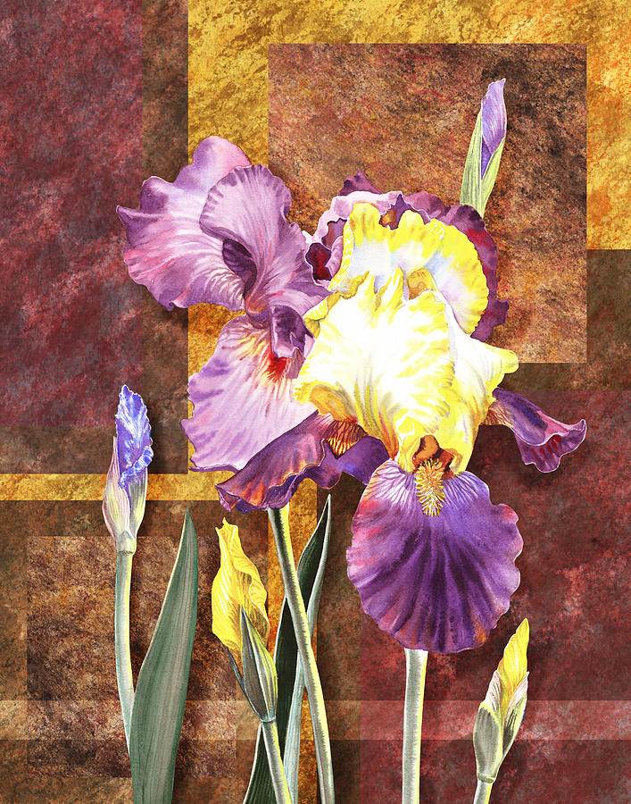 Iris Flower Decorative Art Painting by Irina Sztukowski
