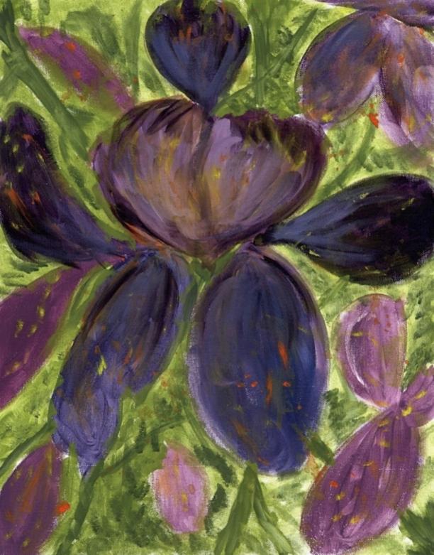 Flower Painting - Iris Garden - www.jennifer-d-art.com by Jennifer Skalecke