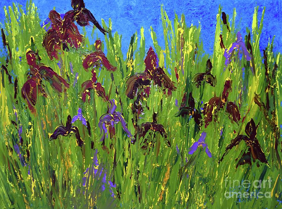 Iris Garden Painting by Barrie Stark