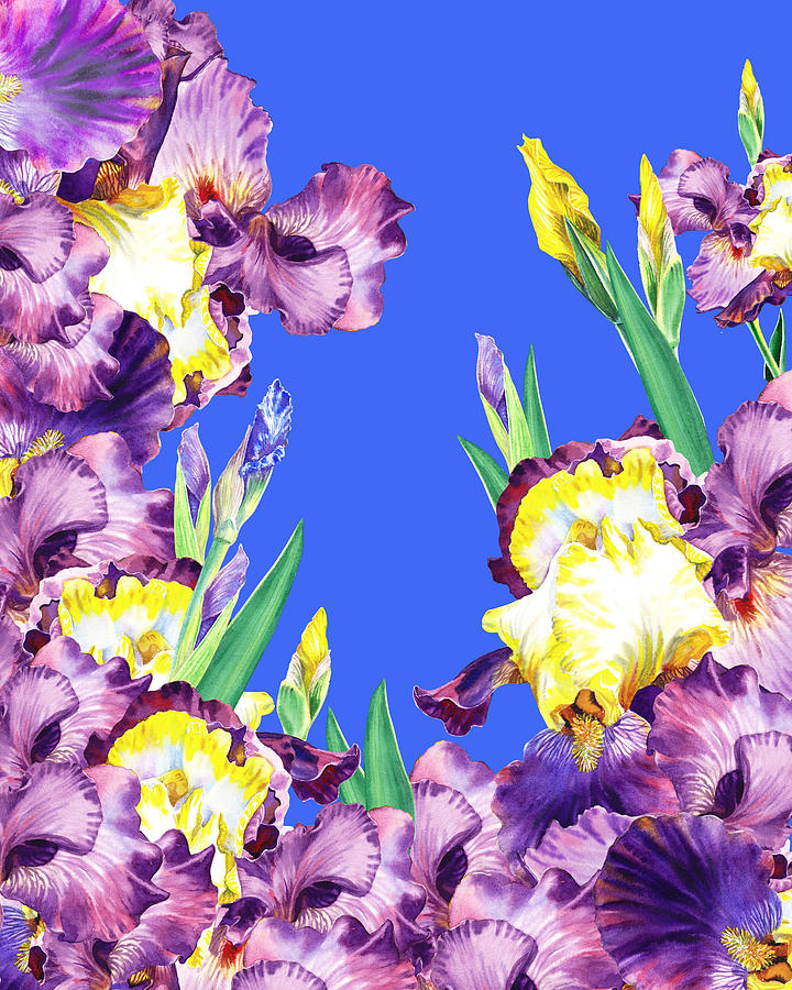 Iris Garden Blue Blue Sky Painting