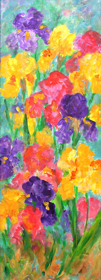 Iris Garden Painting by Sally Quillin