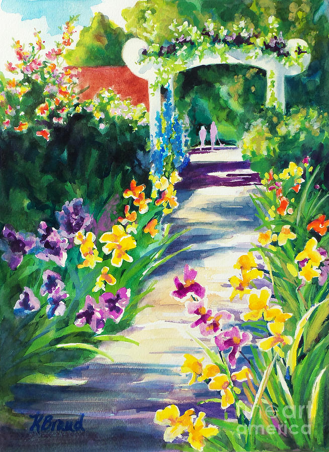 Iris Garden Walkway   Painting by Kathy Braud