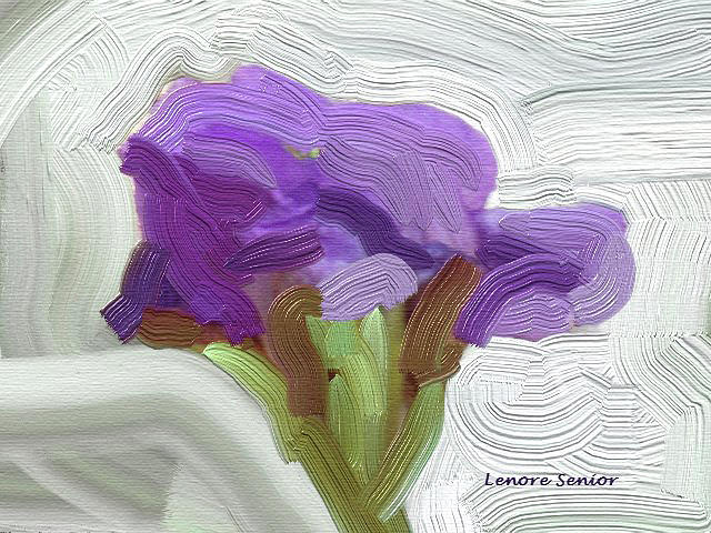 Iris in Snow Painting by Lenore Senior