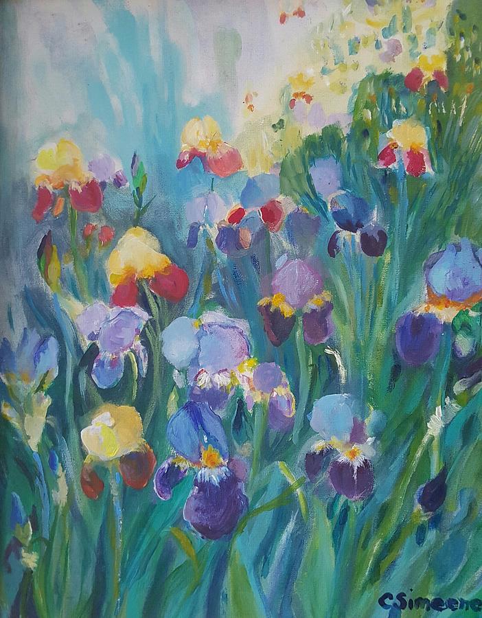 Iris Garden Painting by Cheryl LaBahn Simeone