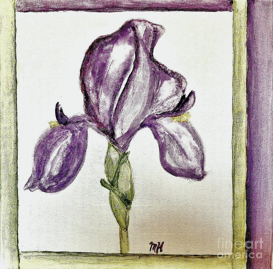 Iris Painted in Purple Painting by Marsha Heiken