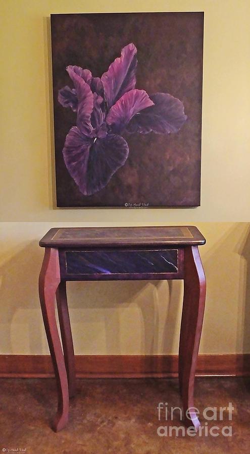 Iris Painting and Matching Table Painting by Lizi Beard-Ward