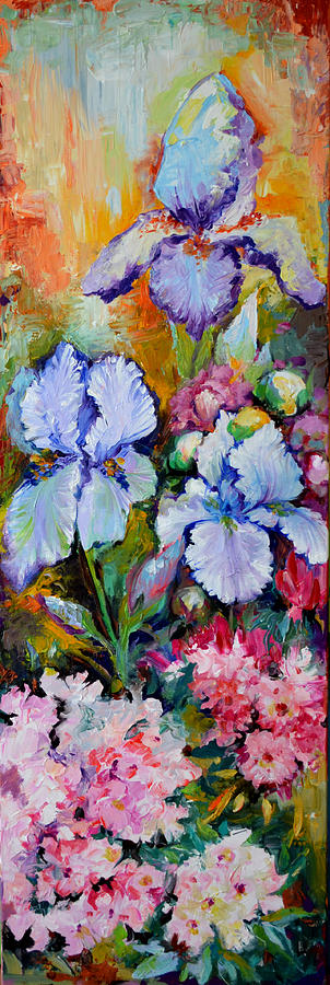 Iris, Rhododendron And Peony Field Painting