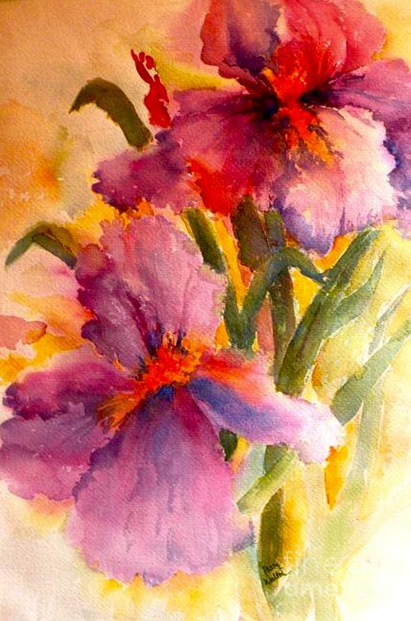 Iris Twins Painting by Patsy Walton