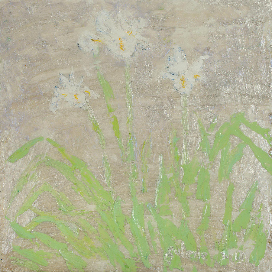 Iris White on White Painting by Julene Franki
