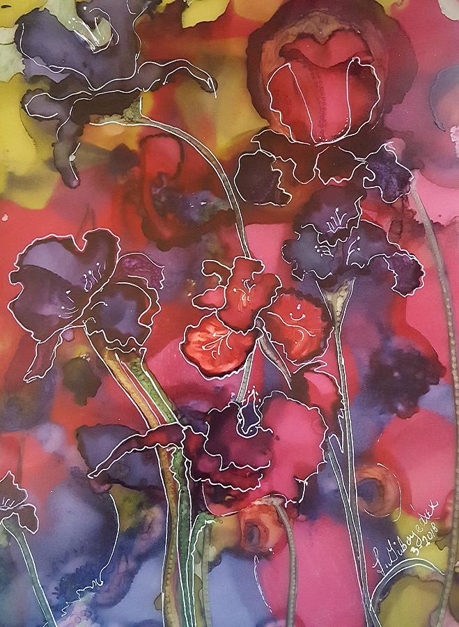 Irises Painting - Irises and Blueberries by Lucy Giboyeaux by Lucy Giboyeaux Irises Painting - Irises and Blueberries by Lucy Giboyeaux by Lucy Giboyeaux