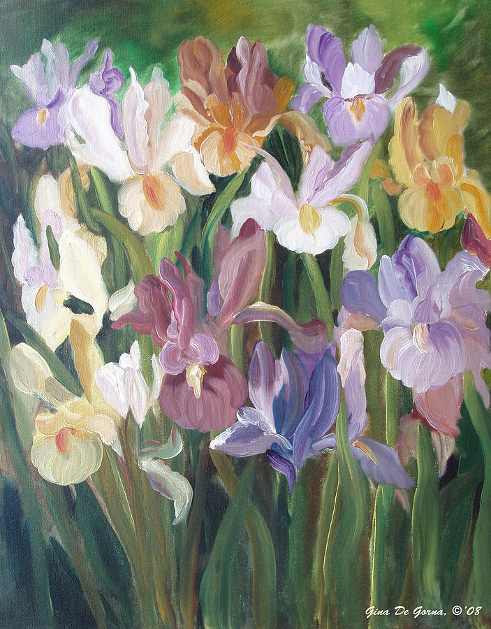 Irises Painting by Gina De Gorna