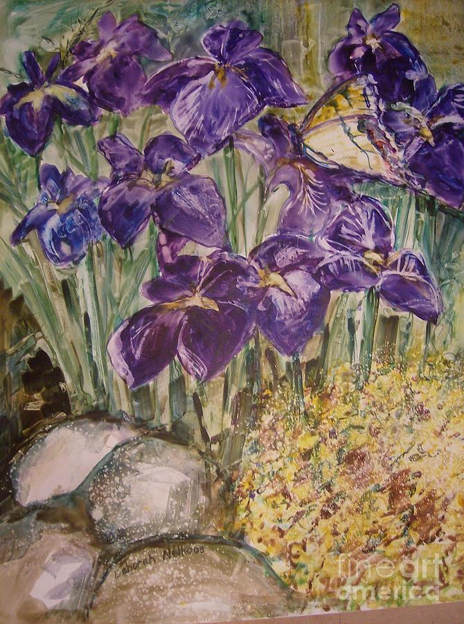 Irises In A Field Painting by Deborah Nell
