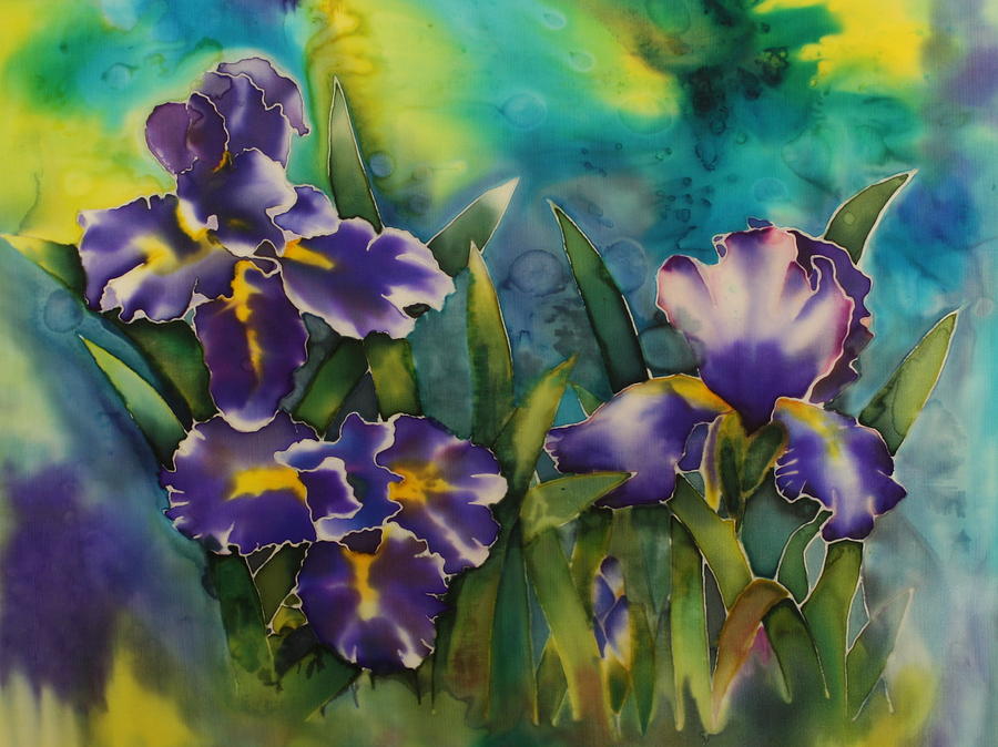 Irises in Blue Painting by Susan  White